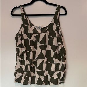 Banana Republic Green and Cream Print Camisole